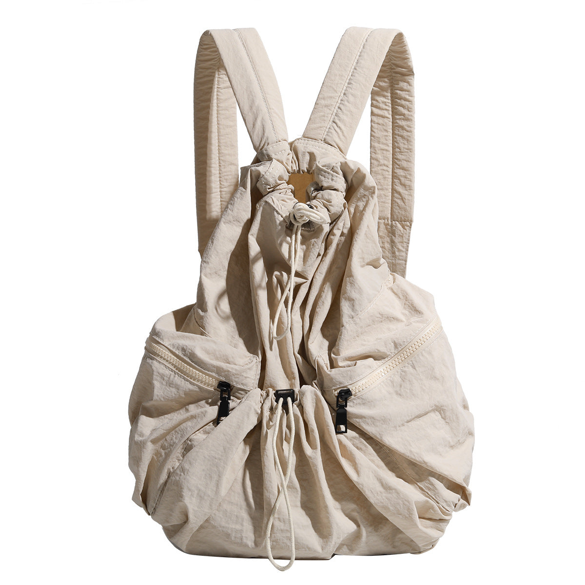 Large Capacity Student Schoolbag Casual Versatile Pleated Nylon Canvas