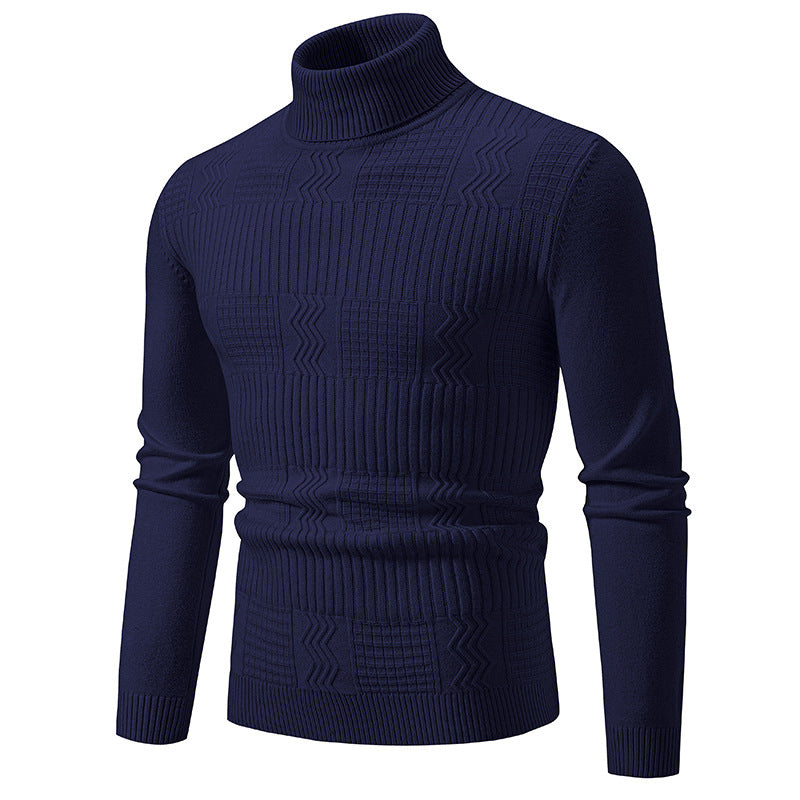 Mens Fashionable Jacquard Pullover In Solid Color For Warmth