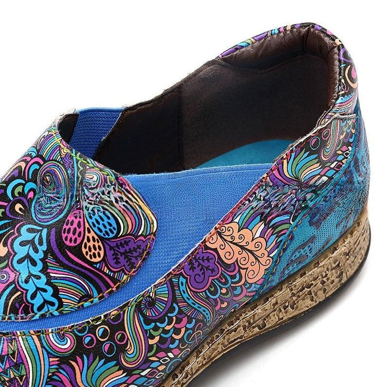 Ethnic Style Elastic Pumps Casual Large Size Slip-on Low-cut Vintage Flat Shoes