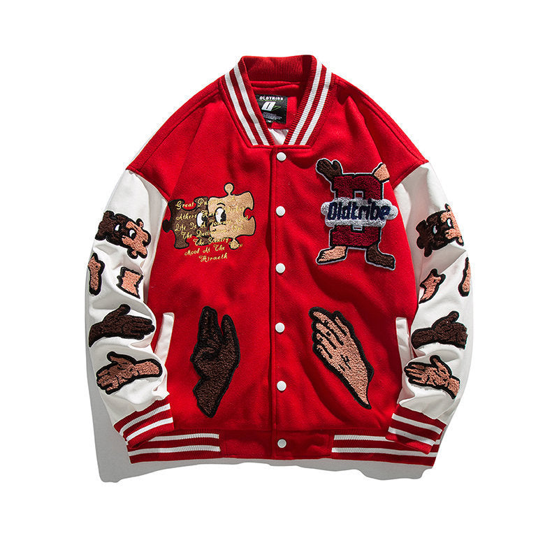 Men's Personality Handsome Creative Pattern Print Loose Baseball Jacket