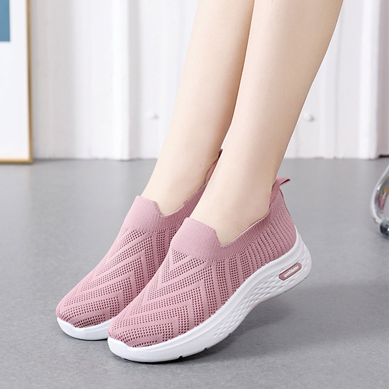 Afslappede mesh-sko strømpesko slip-on flade sko til kvinder sneakers afslappede bløde såler gåsko sportssko