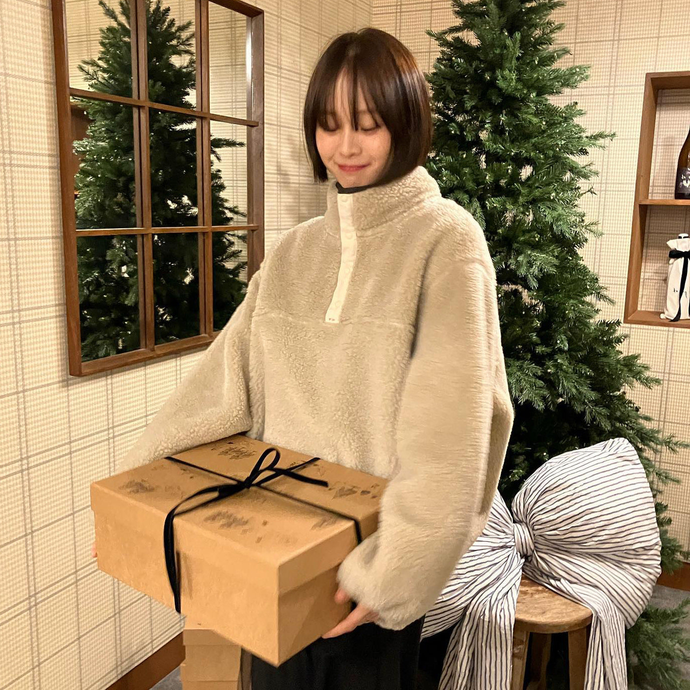 Lammeuld Sweatshirt Revers Fortykkende Varm Dovne Pullover Blød Klistret Plysfrakke