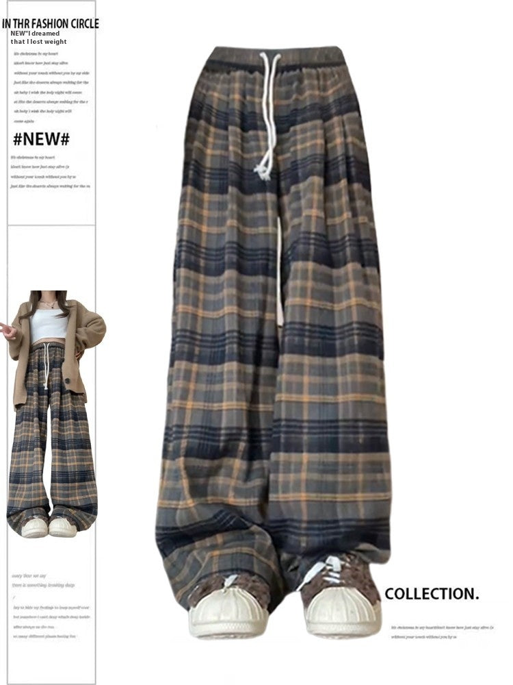 Plus Size Retro Lazy Style High Waist Women's Wide-leg Pants