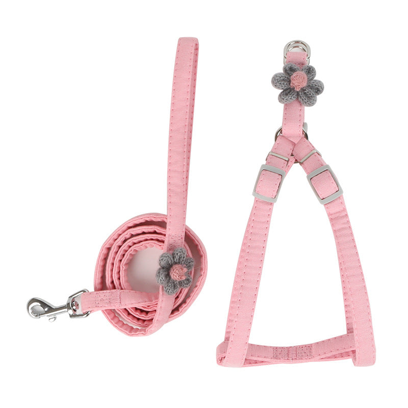 Dog Flower Traction Rope With Chest Back