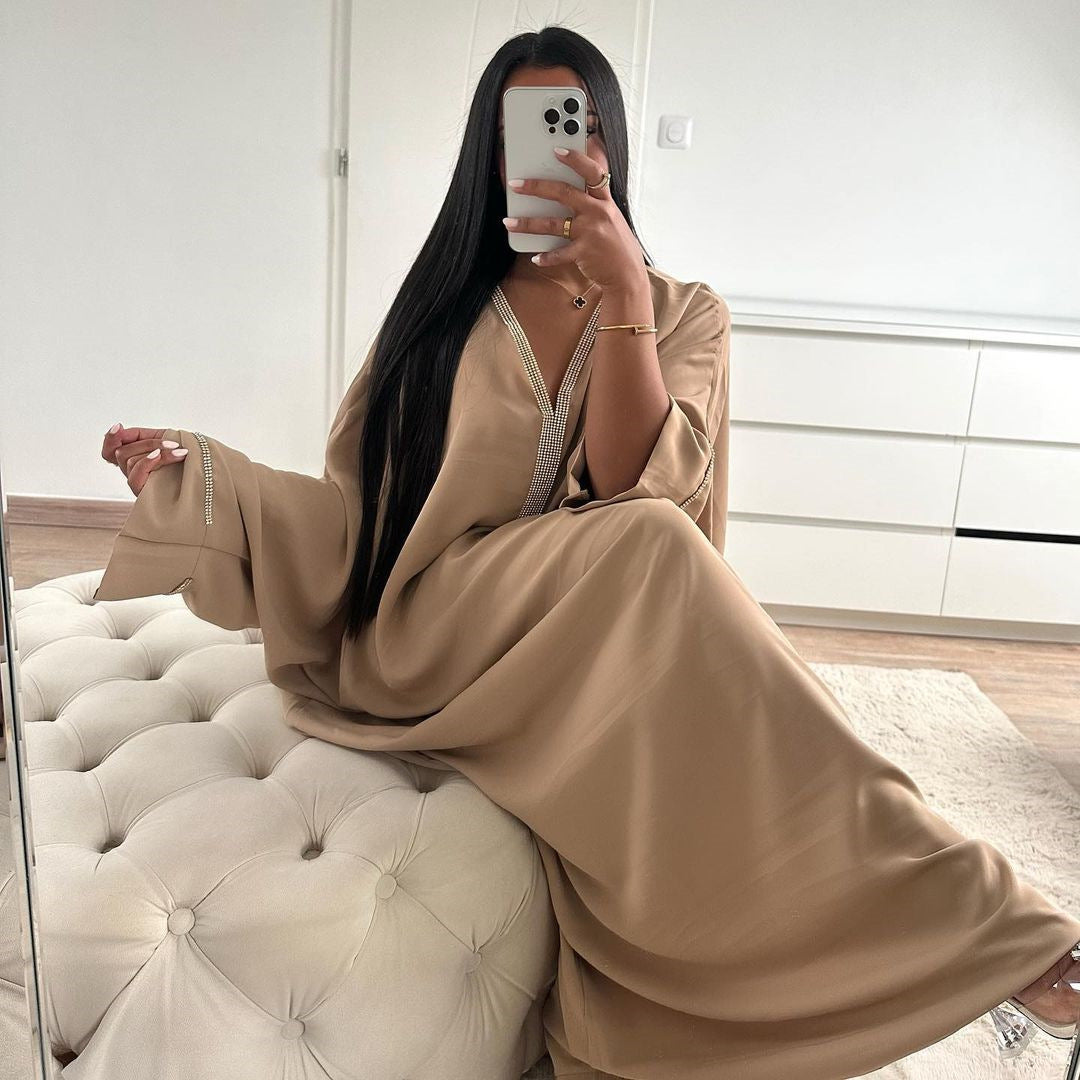 Dame Fashion Kjole Flagermusærme Kaftan