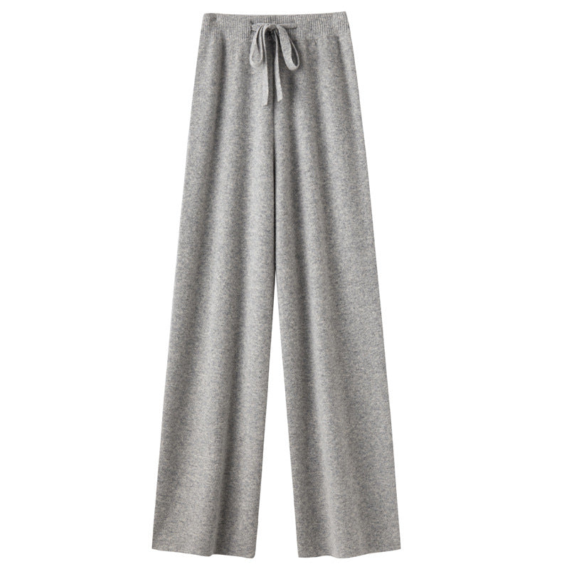 Pure Wool Wide-leg Pants Mid-waist Drooping Slimming Casual
