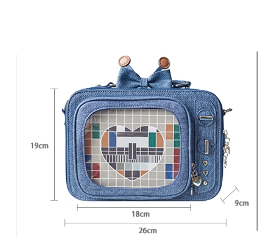 Snack Square Antenna Bow Detachable Two Shoulders Cross-body