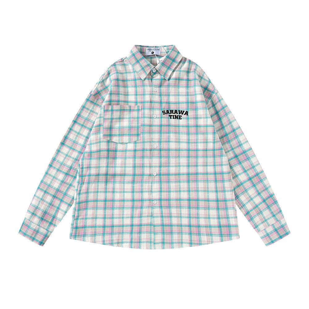 American Plaid Long-sleeved Shirt Men's Spring And Autumn Street