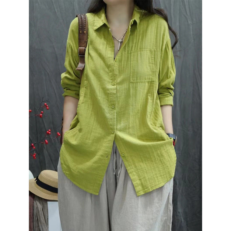 Women's Solid-color Long Sleeve Blouse