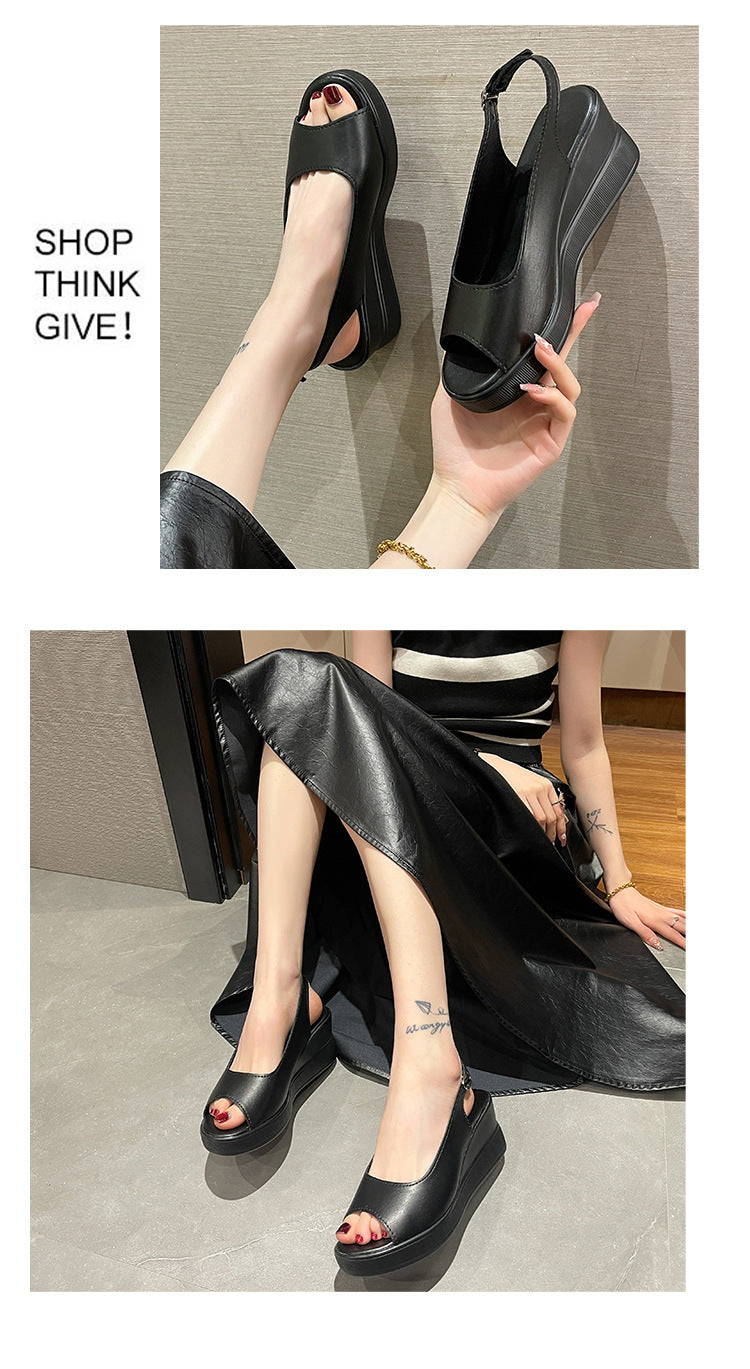 Women's Fashion Wedge Buckle Height Increasing Sandals