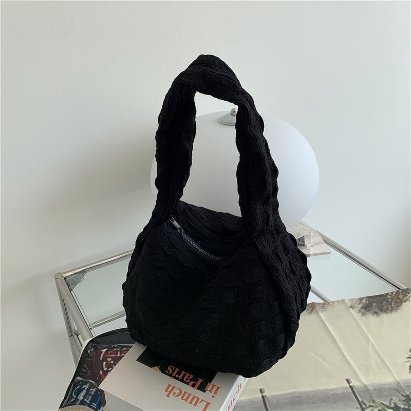 One-shoulder Underarm Tote Cloud Pleated