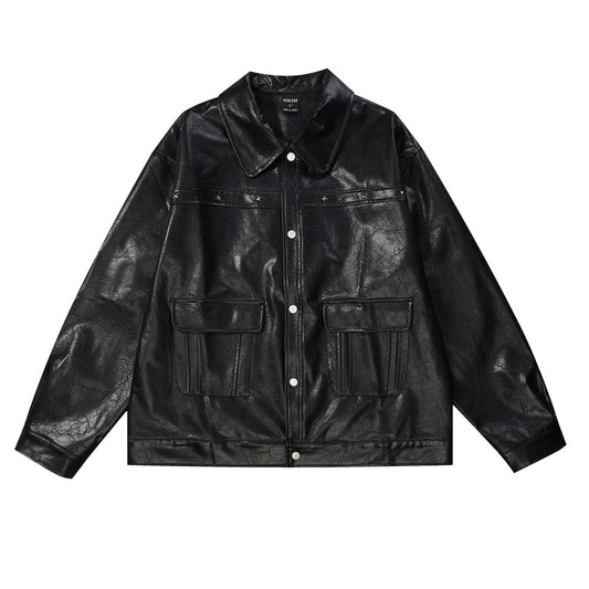 Turtle Crack Motorcycle Leather Outer Loose Leisure