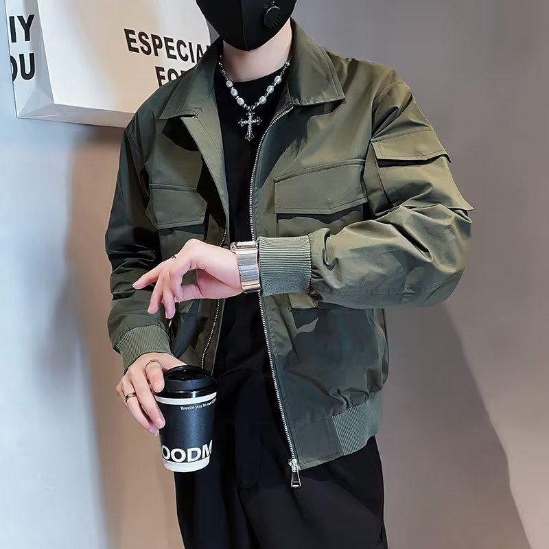 Mens Retro Stand-Up Collar Workwear Jacket