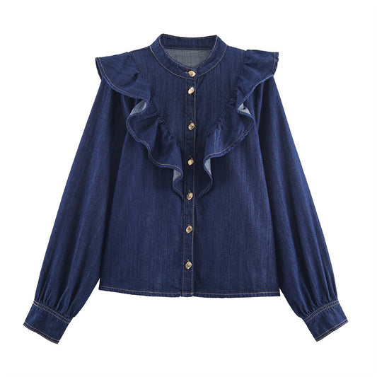 Autumn Denim Layered Decorative Shirt And Pants
