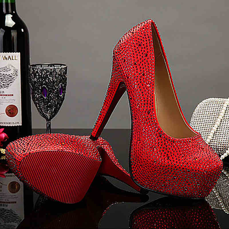 Plus Size Crystal 14cm Super High Heels