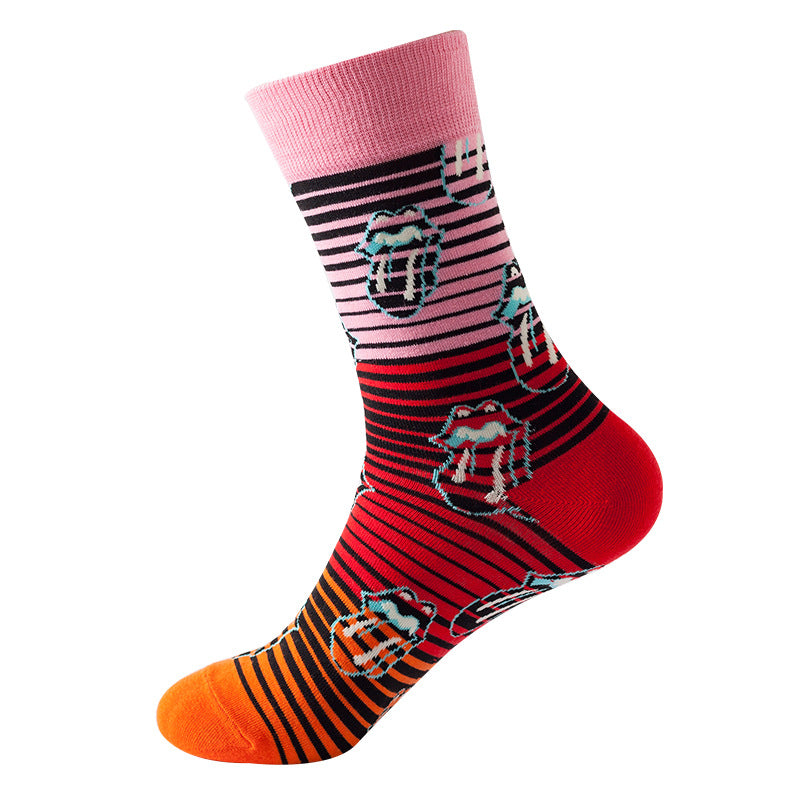 Tongue Pattern Foreign Trade Socks Women