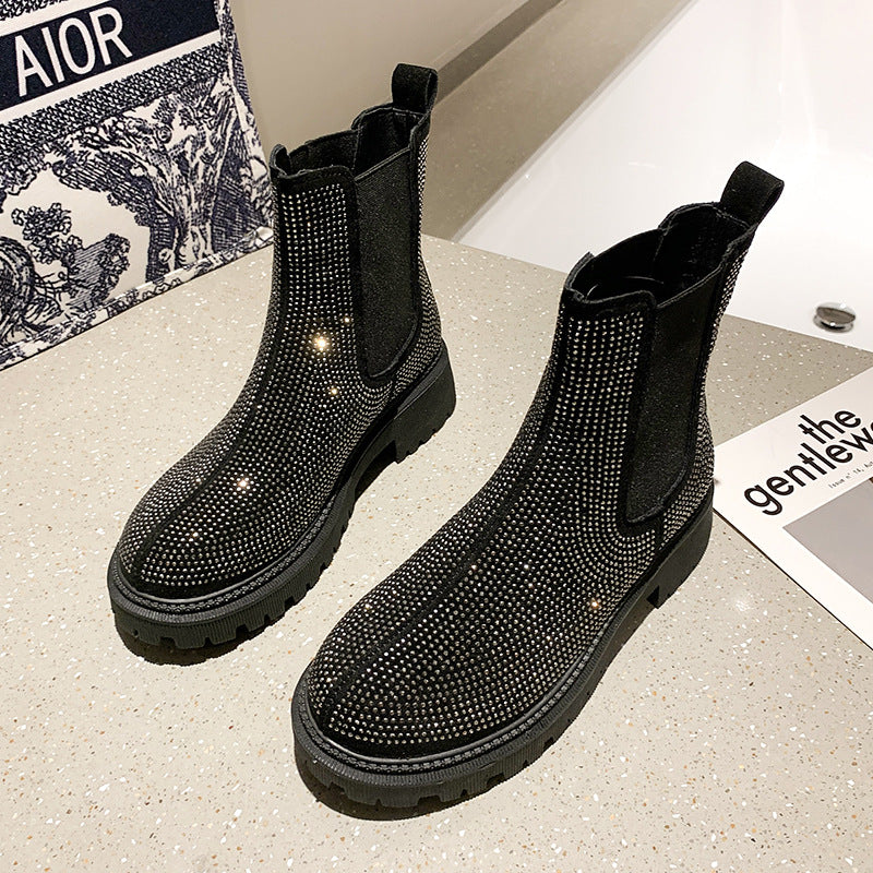 Women's New British Muffin Heel Platform Martin Boots