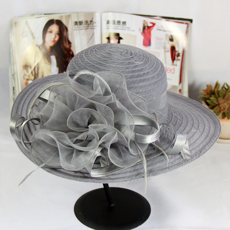 Gauze Visor Hat Organza Flower Temperament Dome