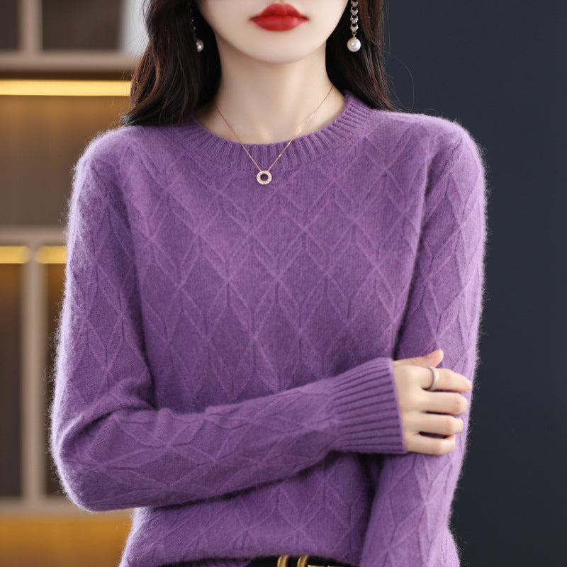 Women's Soft Glutinous Jacquard Sweater Thickened Autumn And Winter