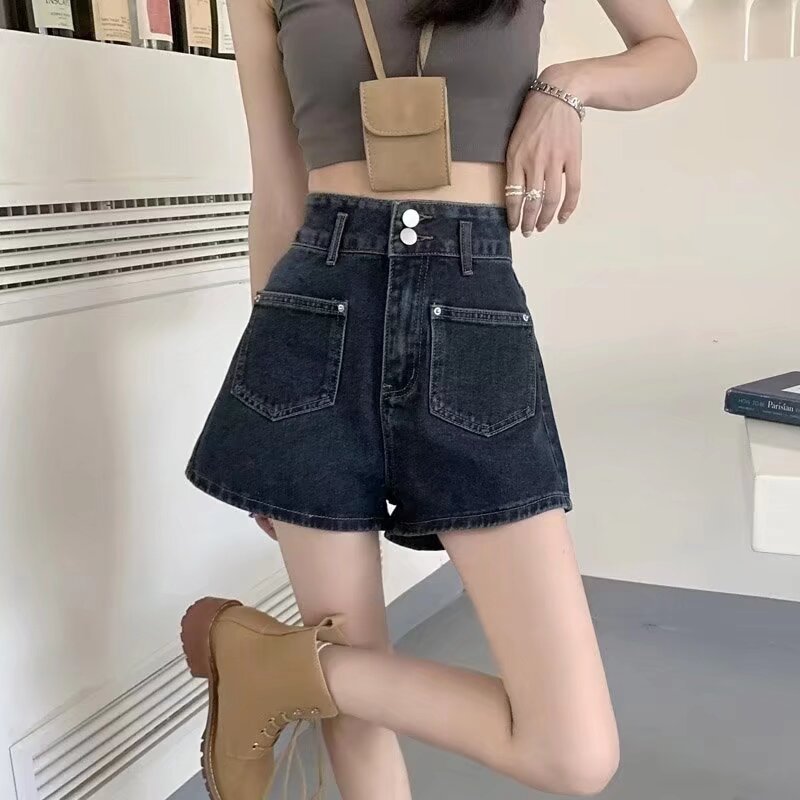 New Straight-leg Wide-leg Slimming American-style Denim Shorts