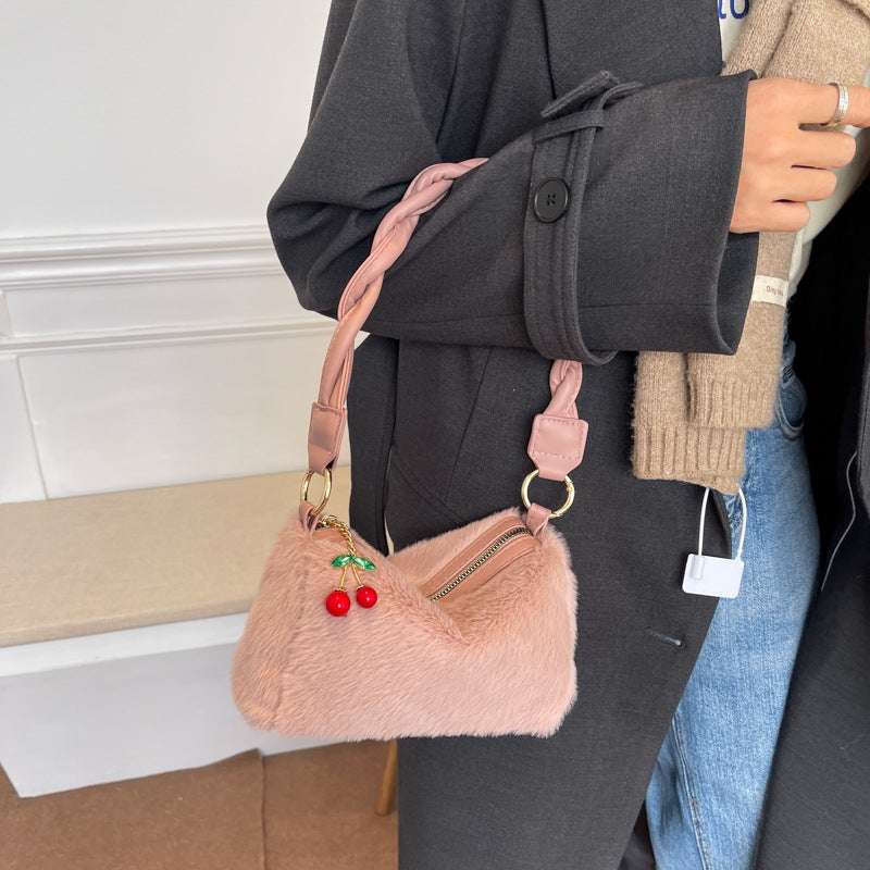 Fashion Small Square Bag With Cherry Pendant