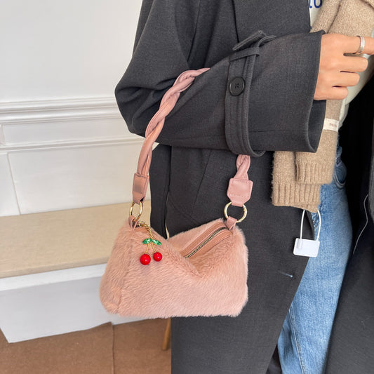 Fashion Small Square Bag With Cherry Pendant
