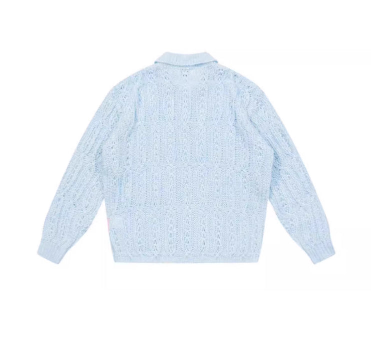 American Retro Hollow Wool Lapel Sweater