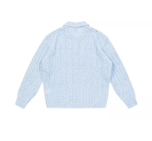 American Retro Hollow Wool Lapel Sweater