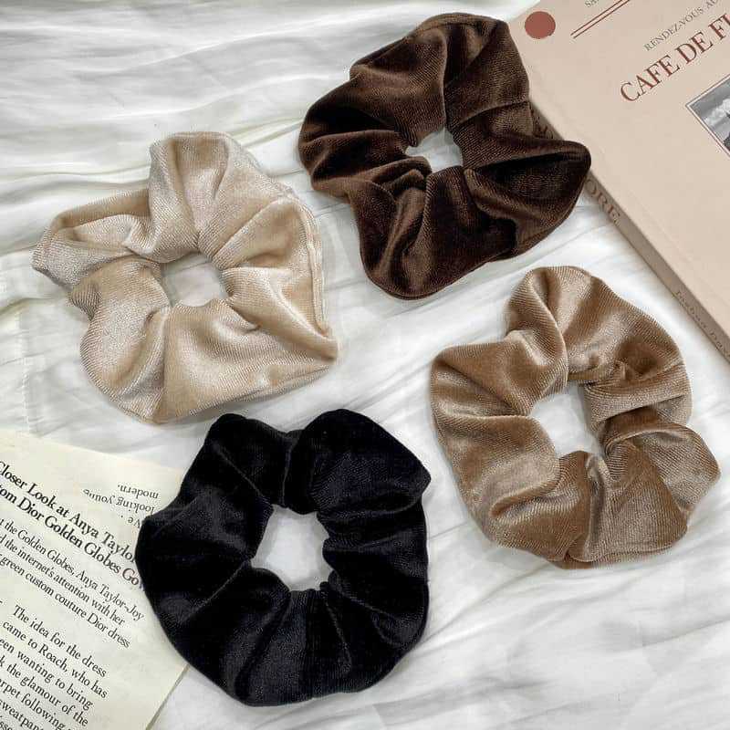 Velvet Large Hair Band Large Autumn Winter Retro American Tied-up Hair Head Flower Head Elastic