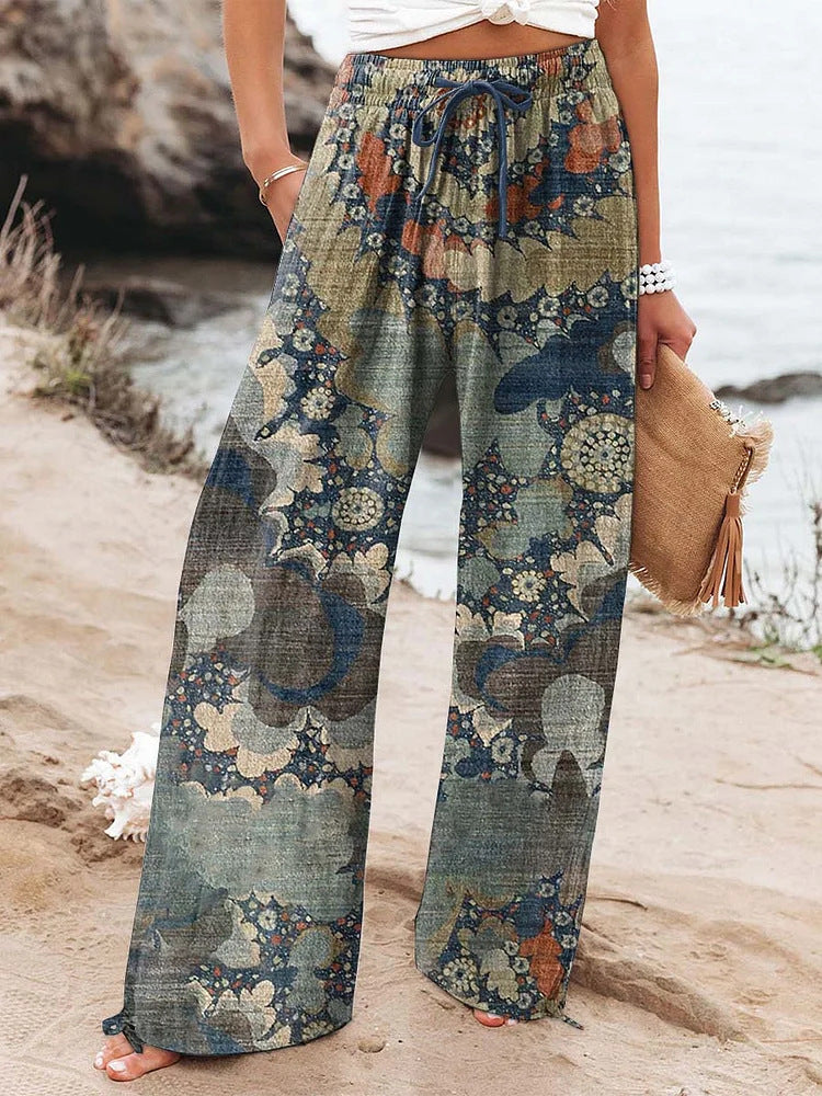 Ethnic Pattern Floral Print Casual Jumpsuit