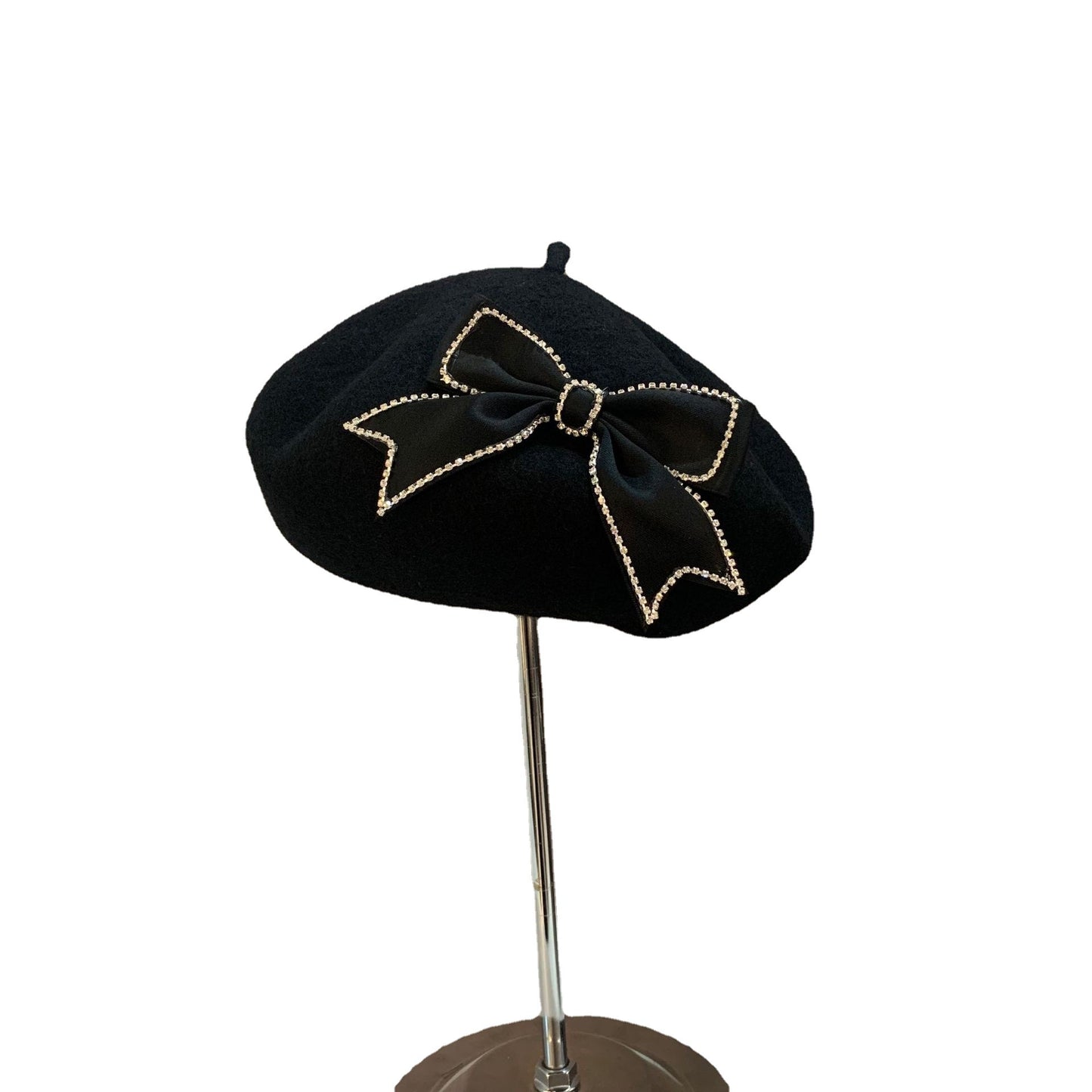 Autumn And Winter Warm All-match Bow Wool Beret Hat