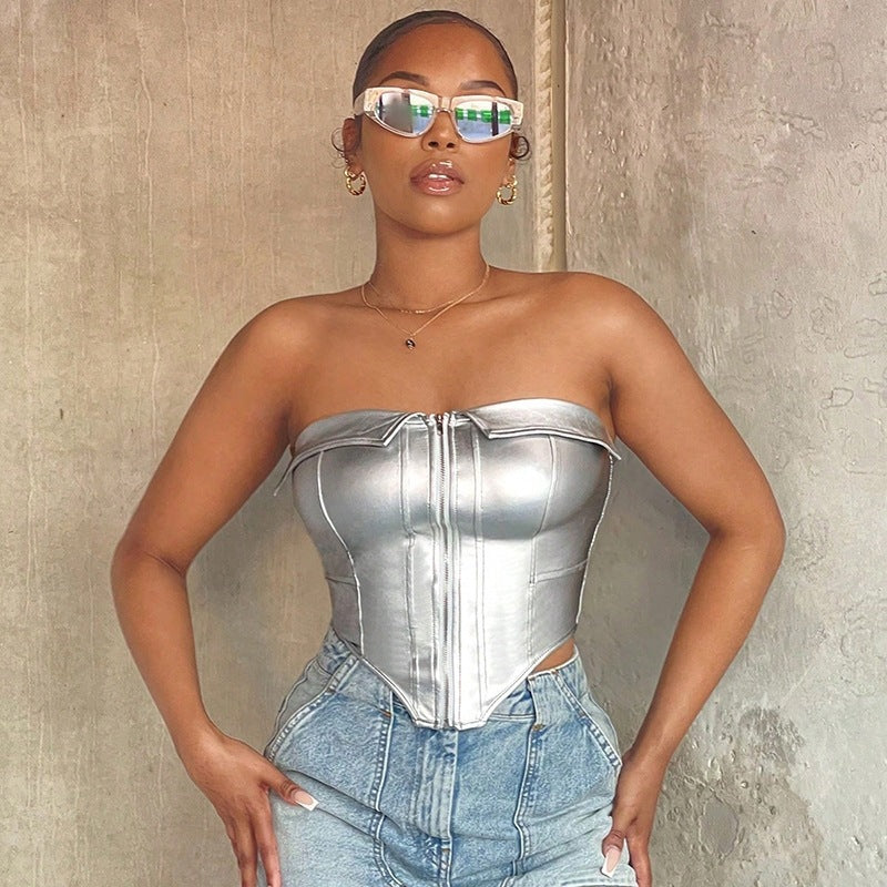 Fishbone-style Sexy Cardigan With A Zipper