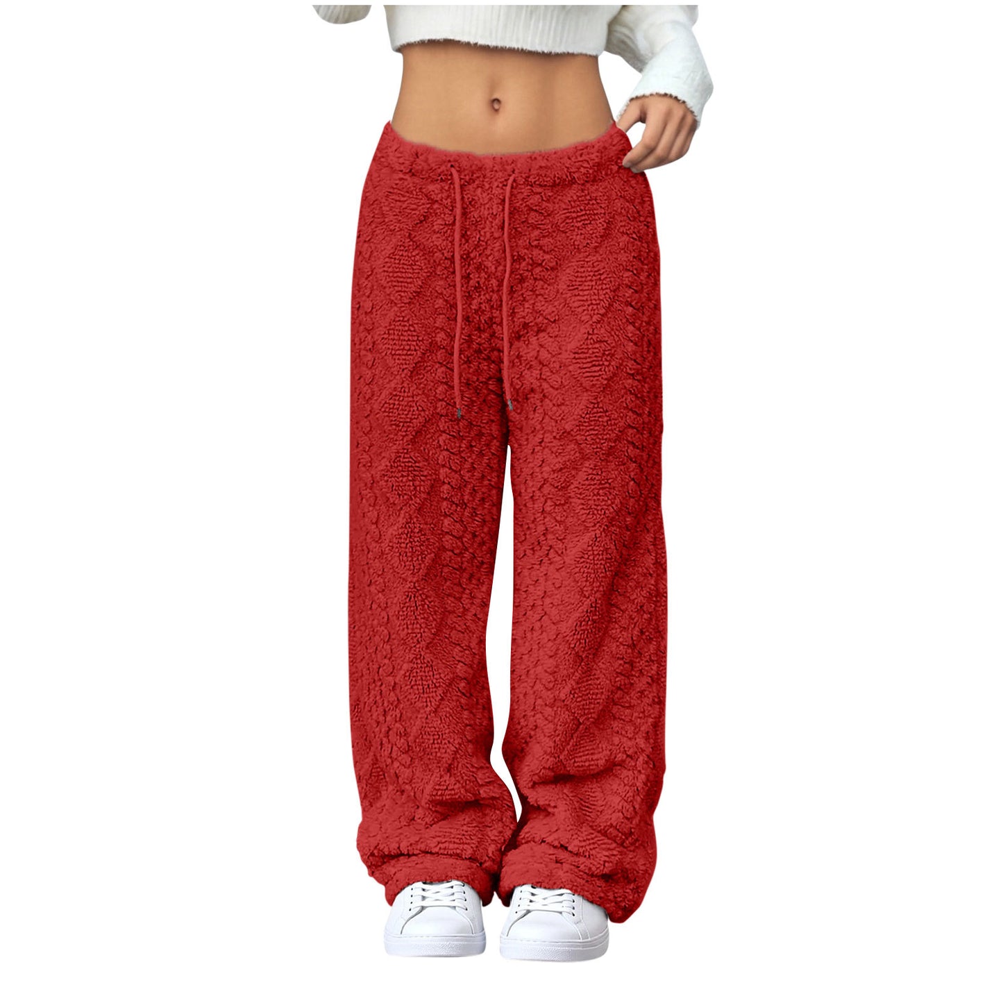 Velvet Padded Loose Straight-leg Trousers
