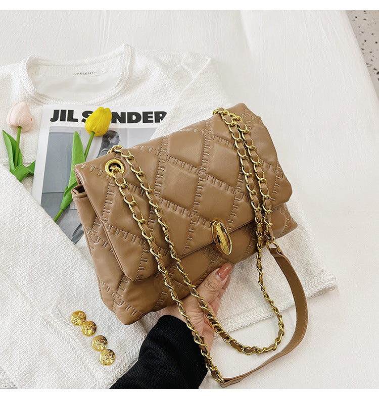 Dame Modetaske, Enkel Ensfarvet Rhombus Kæde Skuldertaske/Crossbody Taske