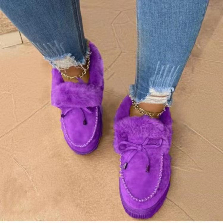 Amazon Wish Popular Round Head Thick Bottom Fleece-lined Sewing Shoes Snow Boots