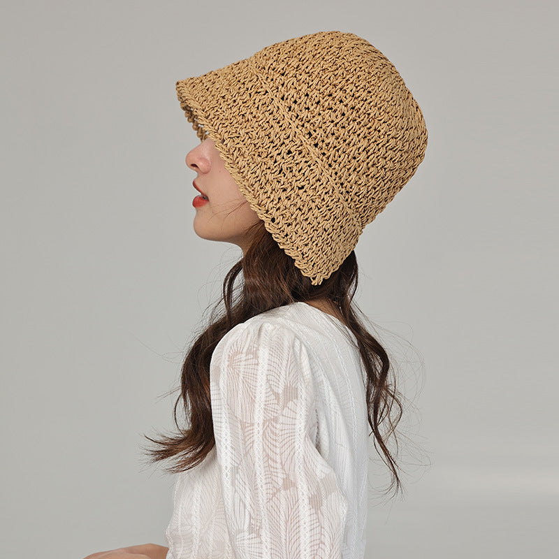 Japanese Niche Women's Hollow Knitted Bucket Hat