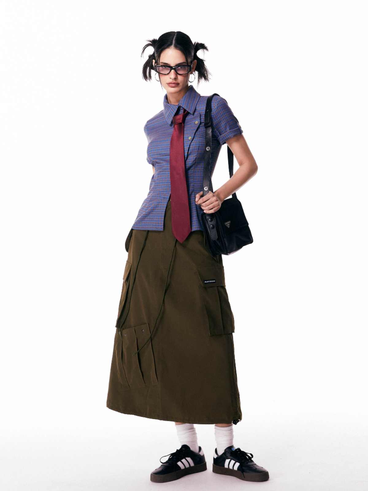 Women's Short-sleeved Plaid Shirt Retro Top