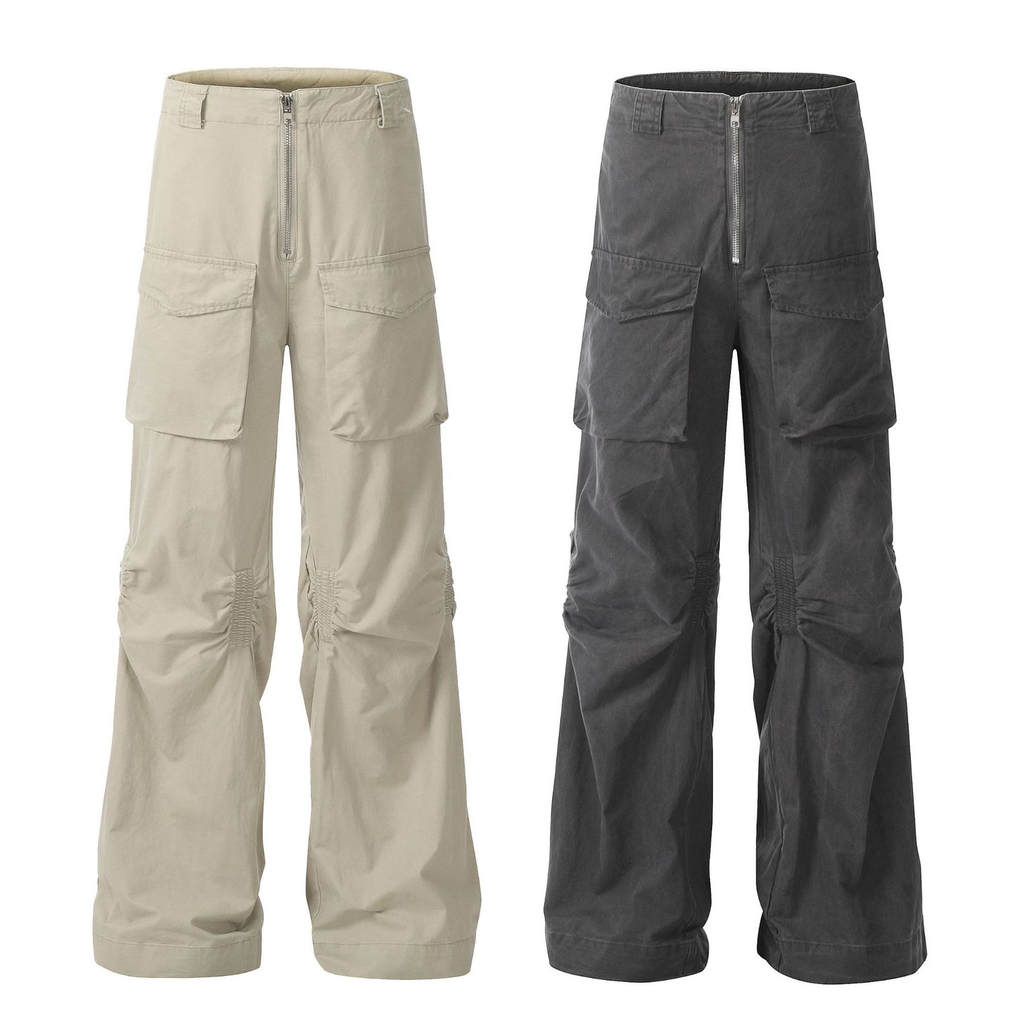 Retro Overalls American Fashion Brand Slim Fit Straight Cargo Pants
