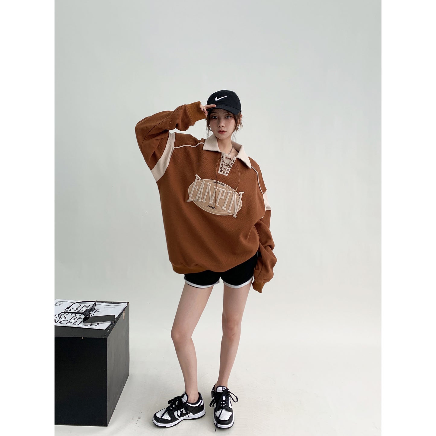 Versatile Loose Waffle Long Sleeve Sweater