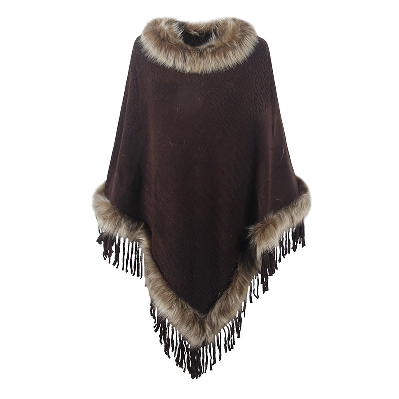 Mao Mao Yu Foreign Trade Knitted Tassel Cloak For Women