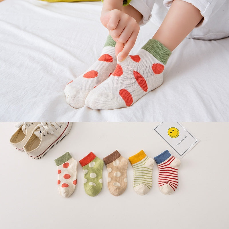Low-cut Children's Cotton Sock Boat Socks Flat Mesh Cartoon Boys And Girls Baby