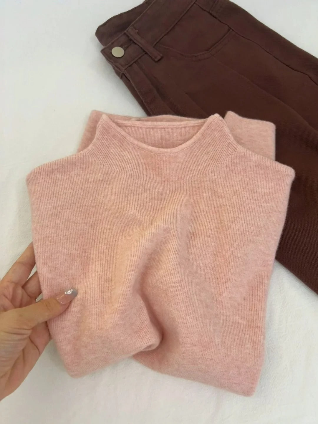 Simple Casual Stand Collar Shoulder Long Sleeve Sweater