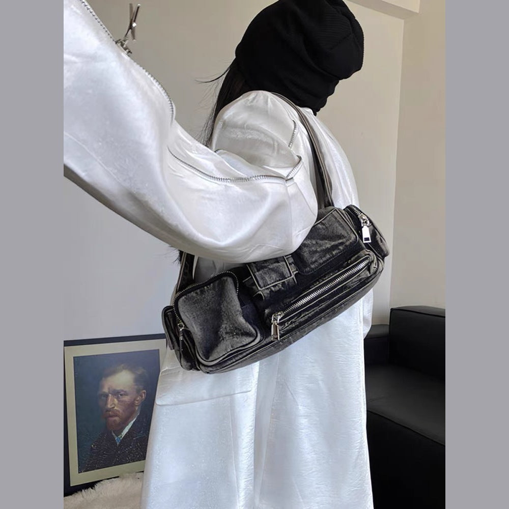 New Niche Biker-style Multi-pocket Underarm Bag