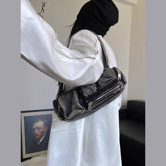 New Niche Biker-style Multi-pocket Underarm Bag
