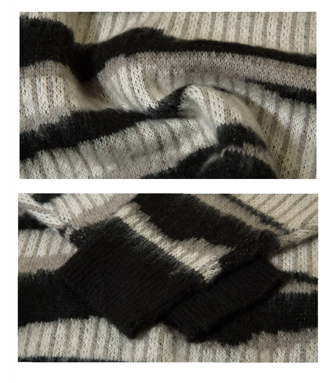 Striped Contrast Color Haima Wool Sweater For Women
