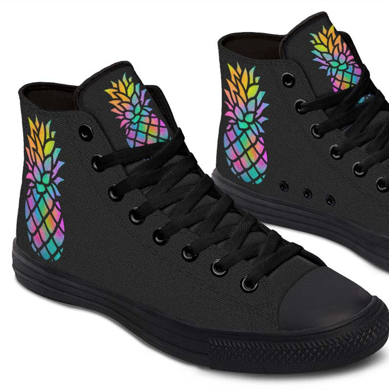Men's And Women's Fashion Color Printing High-top Canvas Shoes