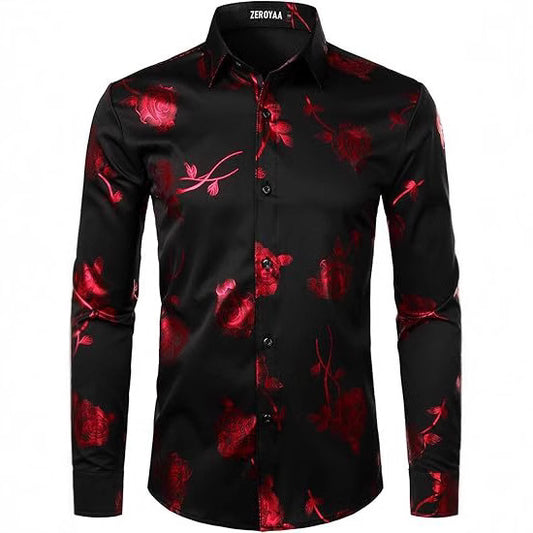 Guldroseprint Slim Fit Langærmet Formel Skjorte