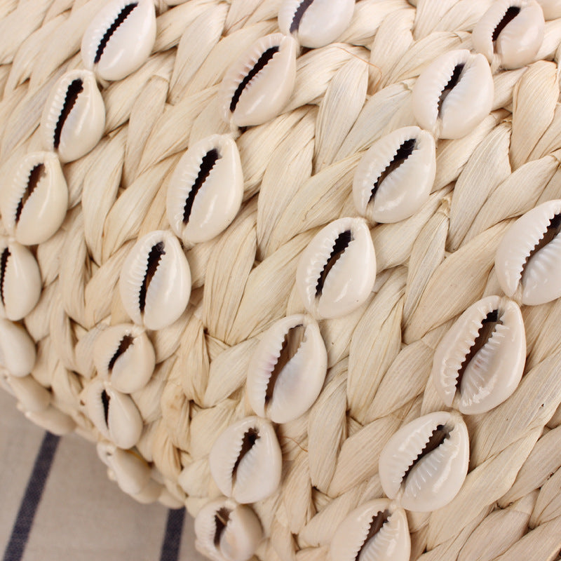 Women's Fashion Casual Natural Shell Bucket Woven Bag