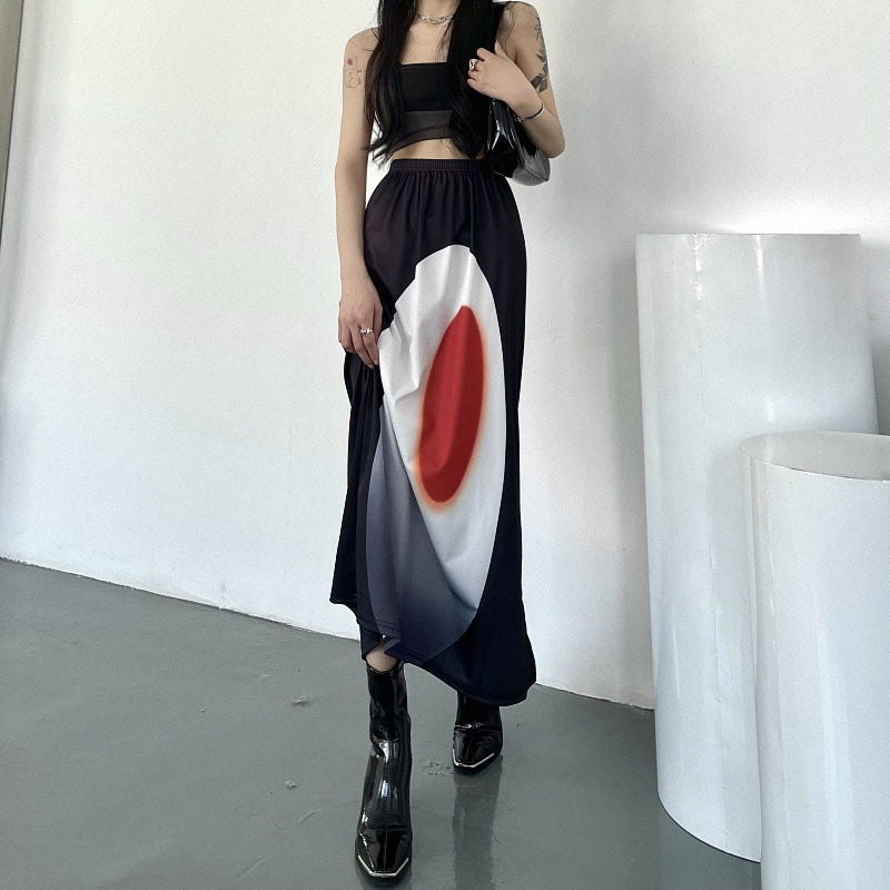 Women's Elastic Waist Split Skirt Casual A- Line Dress