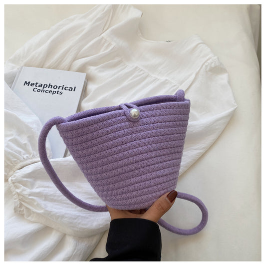Women's Temperament Fashion Cotton Thread Woven Bag